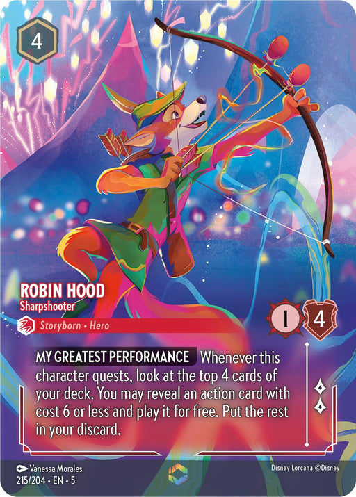Image for Robin Hood - Sharpshooter (Enchanted) (215/204) (Holofoil) [Shimmering Skies] - Disney Lorcana