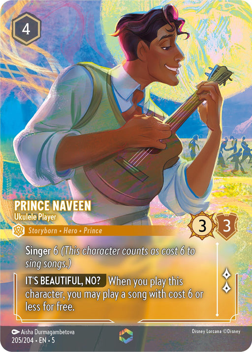 Image for Prince Naveen - Ukulele Player (Enchanted) (205/204) (Holofoil) [Shimmering Skies] - Disney Lorcana