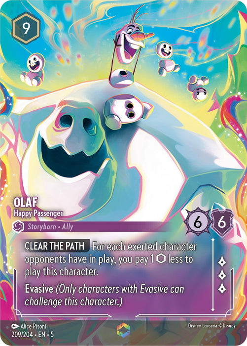 Image for Olaf - Happy Passenger (Enchanted) (209/204) (Holofoil) [Shimmering Skies] - Disney Lorcana