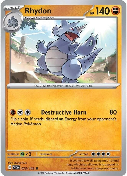 Image for Rhydon (075/142) (Reverse Holofoil) [SV07: Stellar Crown] - Pokemon