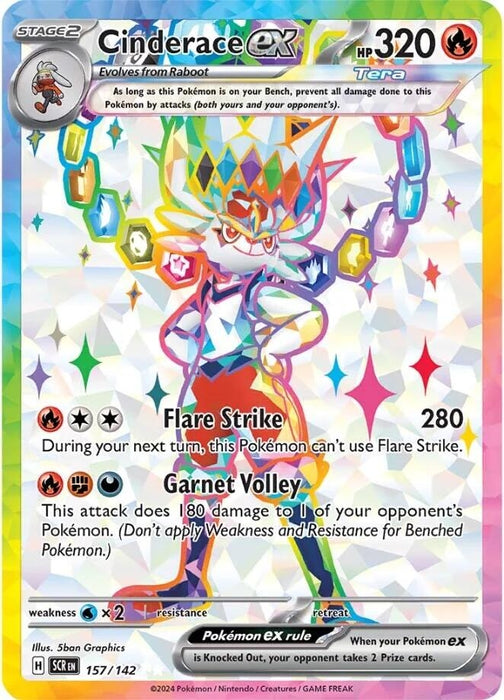Image for Cinderace ex (157/142) (Holofoil) [SV07: Stellar Crown] - Pokemon