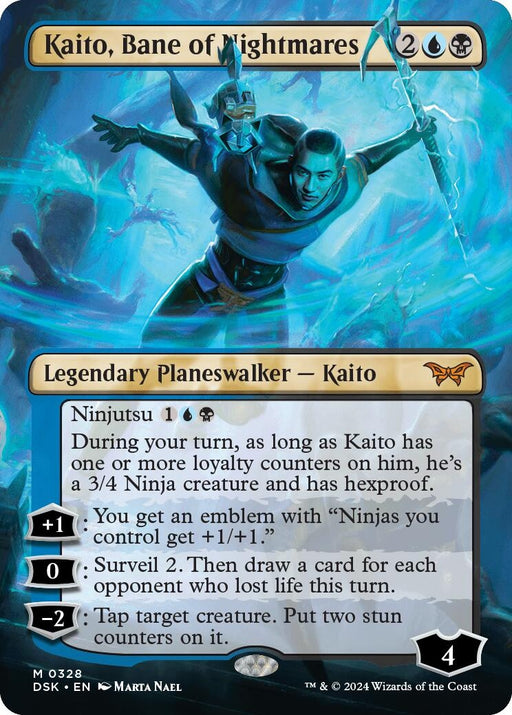 Image for Kaito, Bane of Nightmares (Borderless) (328) (Foil) [Duskmourn: House of Horror] - Magic: The Gathering