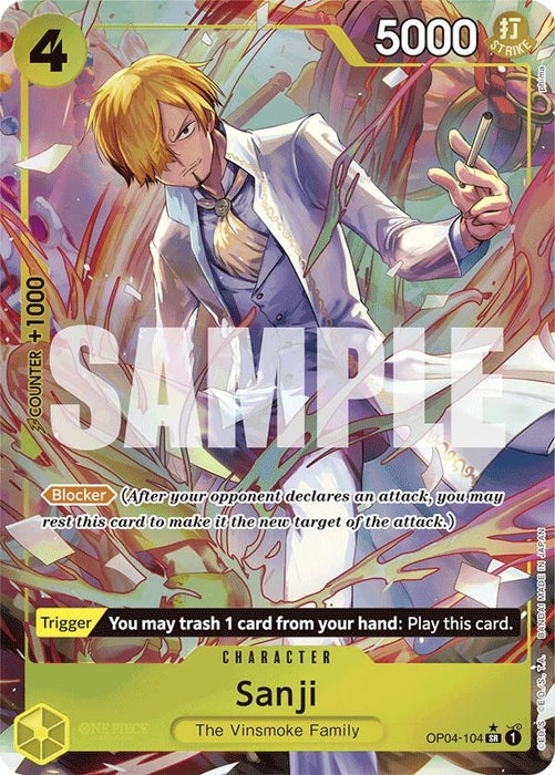 Image for Sanji (OP04-104) (Alternate Art) (OP04-104) (Foil) [Premium Booster -The Best-] - One Piece Card Game