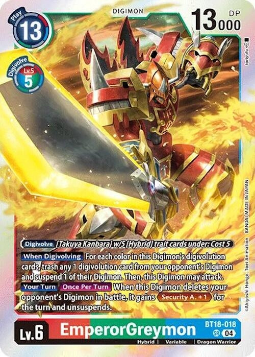 EmperorGreymon (BT18-018 SR) (Foil) [Release Special Booster 2.0]