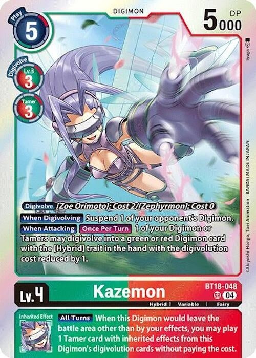 Kazemon (BT18-048 SR) (Foil) [Release Special Booster 2.0]