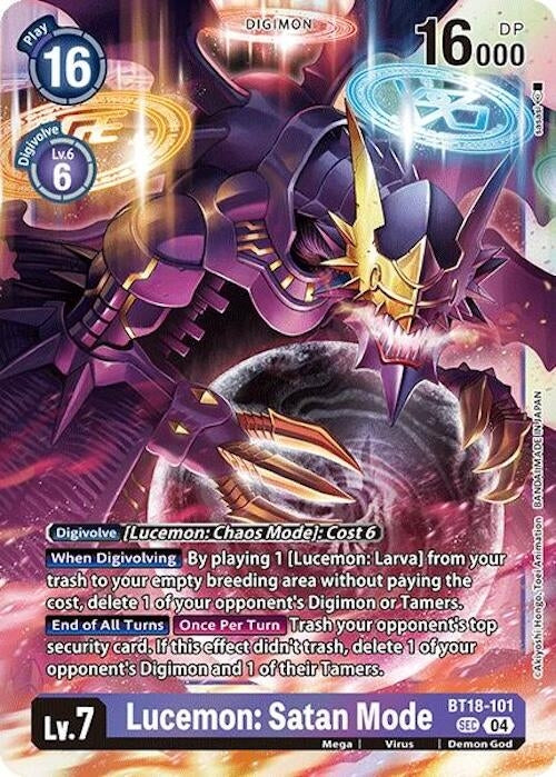 Lucemon: Satan Mode (BT18-101 SEC) (Foil) [Release Special Booster 2.0]