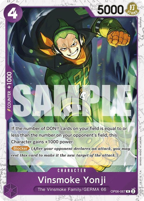Image for Vinsmoke Yonji (OP06-067) (Jolly Roger Foil) (OP06-067) (Foil) [Premium Booster -The Best-] - One Piece Card Game
