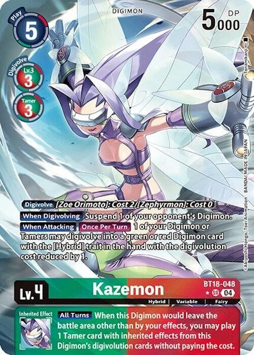 Kazemon (Alternate Art) (BT18-048 SR) (Foil) [Release Special Booster 2.0]