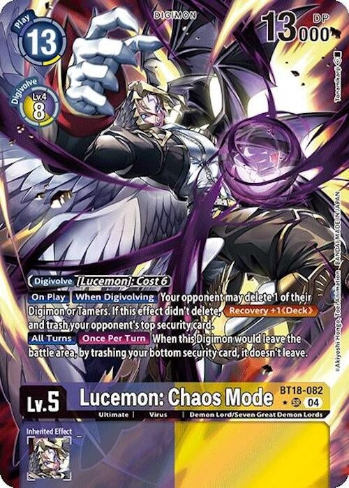 Lucemon: Chaos Mode (Alternate Art) (BT18-082 SR) (Foil) [Release Special Booster 2.0]