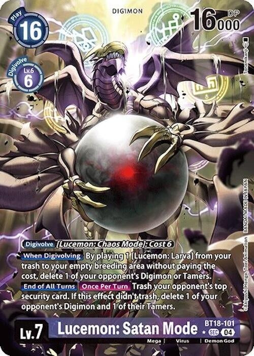 Lucemon: Satan Mode (Alternate Art) (BT18-101 SEC) (Foil) [Release Special Booster 2.0]