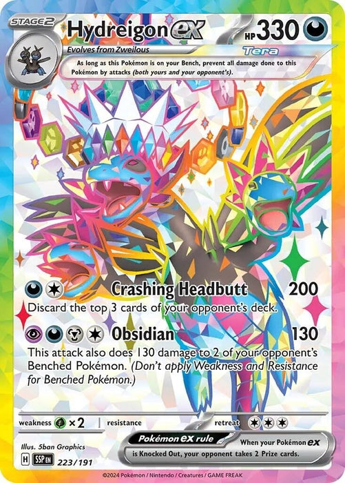 Image for Hydreigon ex (223/191) (Holofoil) [SV08: Surging Sparks] - Pokemon