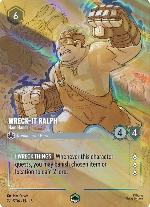Image for Wreck-It Ralph - Ham Hands (Enchanted) (220/204) (Holofoil) [Azurite Sea] - Disney Lorcana