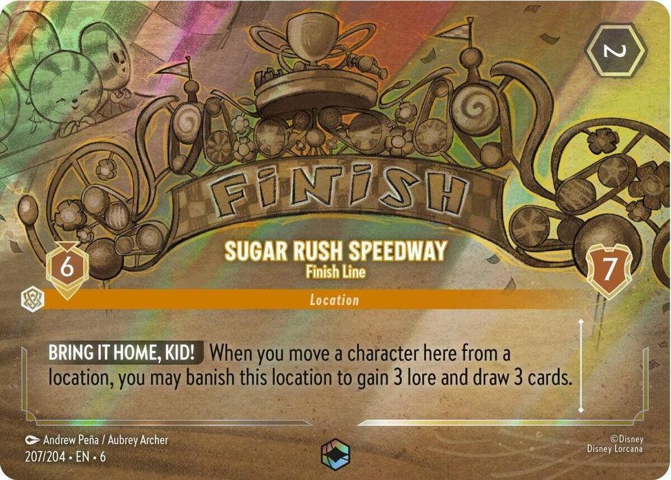 Image for Sugar Rush Speedway - Finish Line (Enchanted) (207/204) (Holofoil) [Azurite Sea] - Disney Lorcana