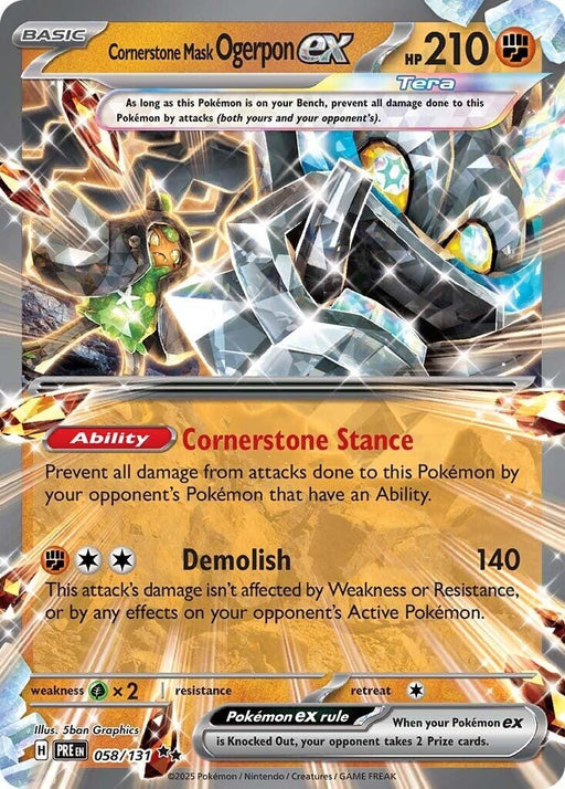 Image for Cornerstone Mask Ogerpon ex (058/131) (Holofoil) [SV: Prismatic Evolutions] - Pokemon