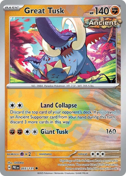 Image for Great Tusk (Poke Ball Pattern) (055/131) (Holofoil) [SV: Prismatic Evolutions] - Pokemon