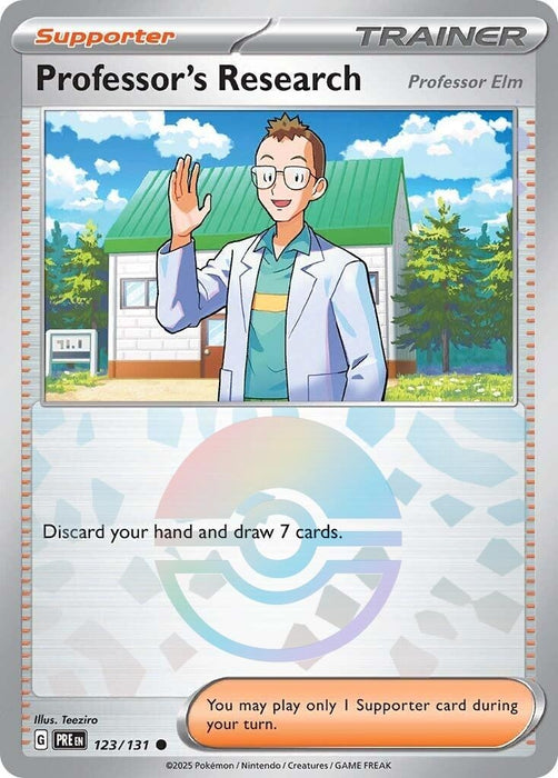 Image for Professor's Research [Professor Elm] (Poke Ball Pattern) (123/131) (Holofoil) [SV: Prismatic Evolutions] - Pokemon