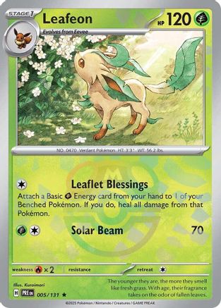 Leafeon (005/131) (Master Ball Pattern) Holofoil [SV: Prismatic Evolutions]