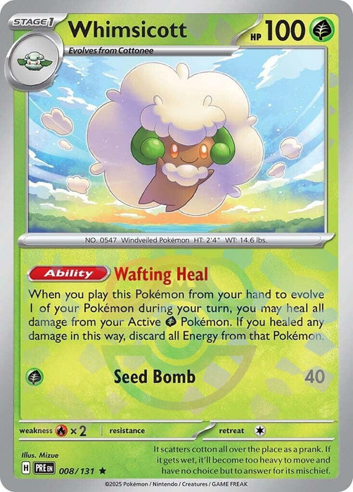 Image for Whimsicott (Master Ball Pattern) (008/131) (Holofoil) [SV: Prismatic Evolutions] - Pokemon