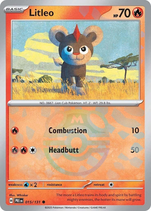 Image for Litleo (Master Ball Pattern) (015/131) (Holofoil) [SV: Prismatic Evolutions] - Pokemon