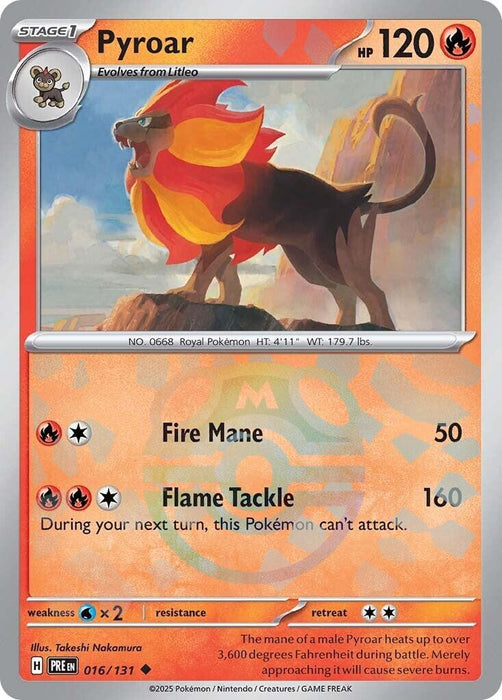 Image for Pyroar (Master Ball Pattern) (016/131) (Holofoil) [SV: Prismatic Evolutions] - Pokemon