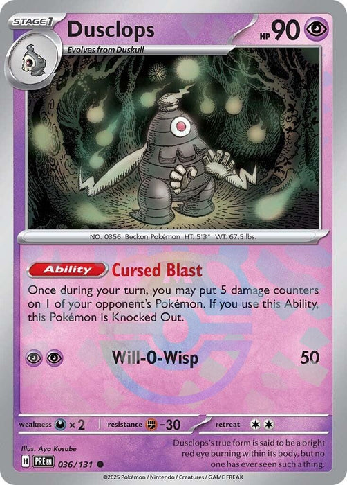 Image for Dusclops (Master Ball Pattern) (036/131) (Holofoil) [SV: Prismatic Evolutions] - Pokemon