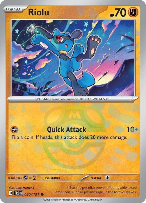 Image for Riolu (Master Ball Pattern) (050/131) (Holofoil) [SV: Prismatic Evolutions] - Pokemon