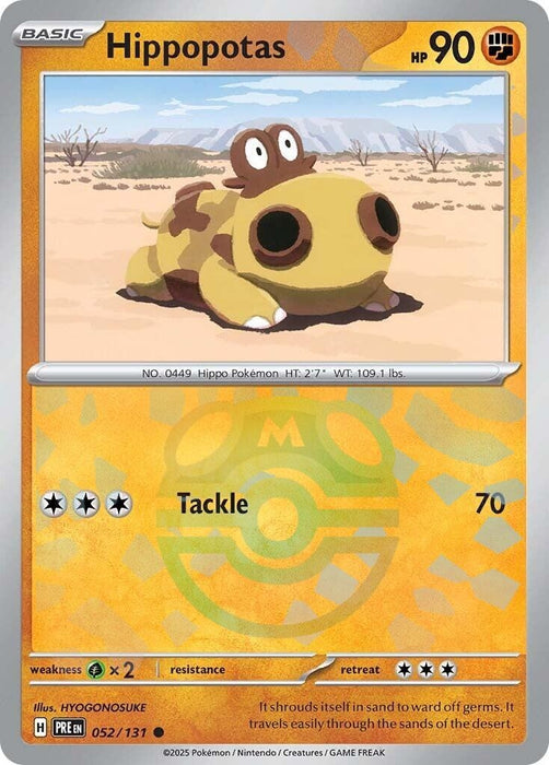 Image for Hippopotas (Master Ball Pattern) (052/131) (Holofoil) [SV: Prismatic Evolutions] - Pokemon