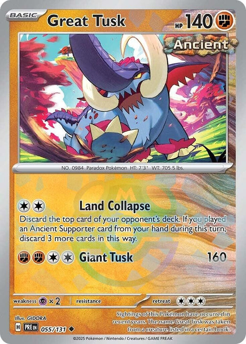 Image for Great Tusk (Master Ball Pattern) (055/131) (Holofoil) [SV: Prismatic Evolutions] - Pokemon