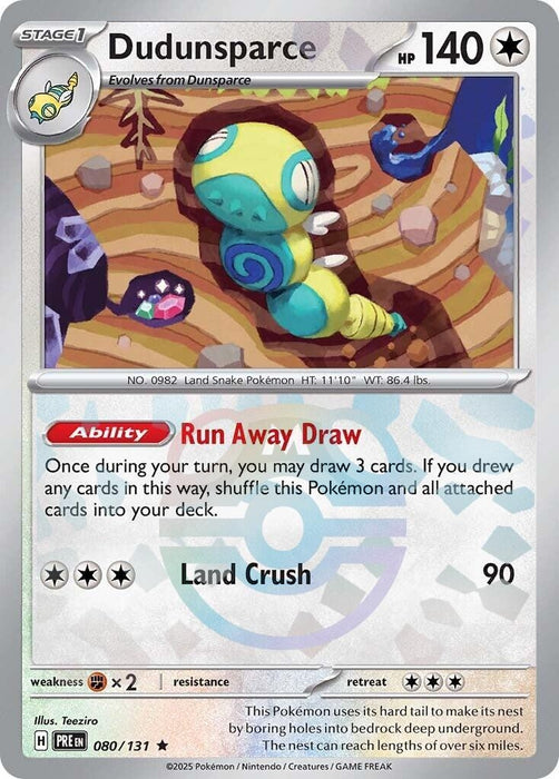 Image for Dudunsparce (Master Ball Pattern) (080/131) (Holofoil) [SV: Prismatic Evolutions] - Pokemon