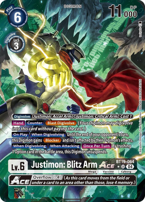 Justimon: Blitz Arm ACE (Alternate Art) (BT19-064 SR) (Foil) [Release Special Booster 2.5]
