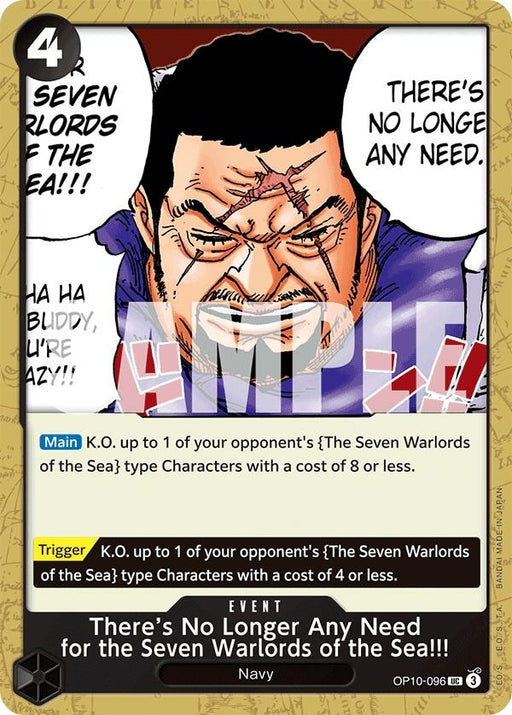 Image for There's No Longer Any Need for the Seven Warlords of the Sea!!! (OP10-096) [Royal Blood] - One Piece Card Game