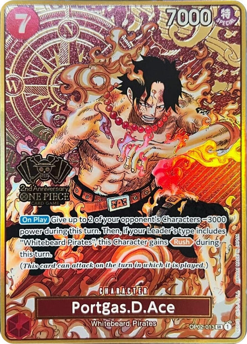 Portgas.D.Ace (One Piece Japanese Version 2nd Anniversary Set) (OP02-013) (Foil) [One Piece Promotion Cards]