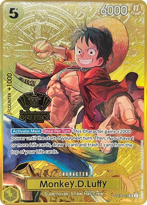 Monkey.D.Luffy (One Piece Japanese Version 2nd Anniversary Set) (ST13-015) (Foil) [One Piece Promotion Cards]