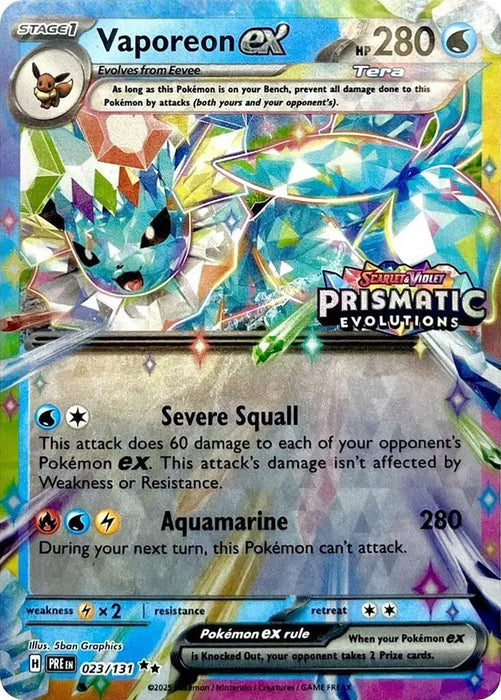 Image for Vaporeon ex - 023/131 (Prismatic Evolutions Stamp) (023/131) (Holofoil) [Miscellaneous Cards & Products] - Pokemon