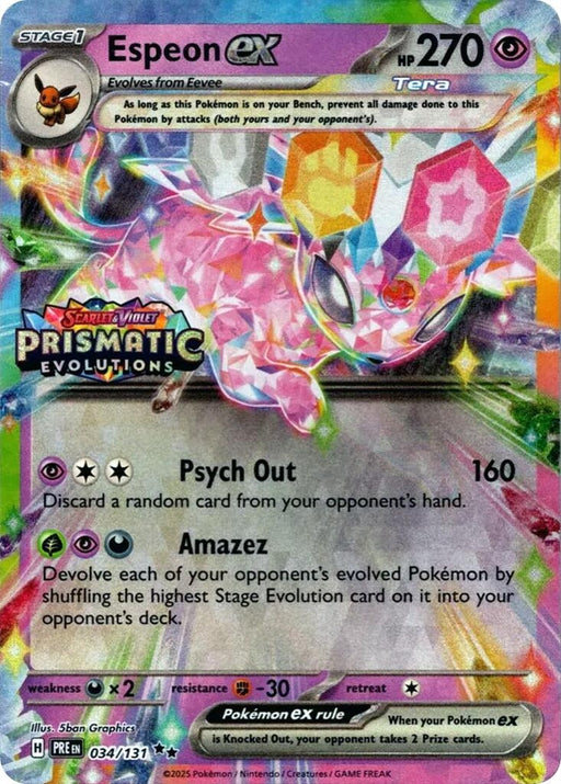 Image for Espeon ex - 034/131 (Prismatic Evolutions Stamp) (034/131) (Holofoil) [Miscellaneous Cards & Products] - Pokemon