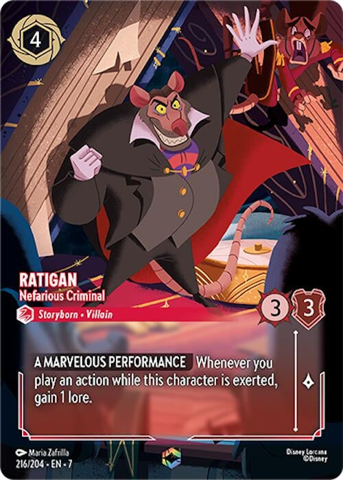 Image for Ratigan - Nefarious Criminal (Enchanted) (216/204) (Holofoil) [Archazia's Island] - Disney Lorcana