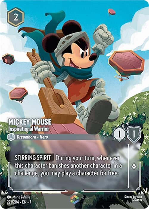 Image for Mickey Mouse - Inspirational Warrior (Enchanted) (221/204) (Holofoil) [Archazia's Island] - Disney Lorcana