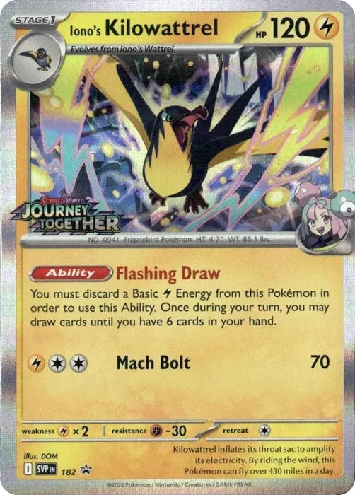 Image for Iono's Kilowattrel - 182 (Prerelease) (182) (Holofoil) [SV: Scarlet & Violet Promo Cards] - Pokemon