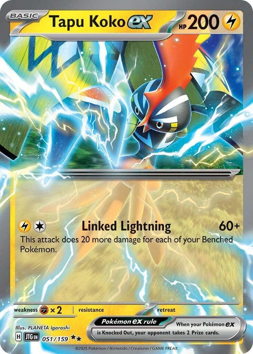 Image for Tapu Koko ex (051/159) (Holofoil) [SV09: Journey Together] - Pokemon