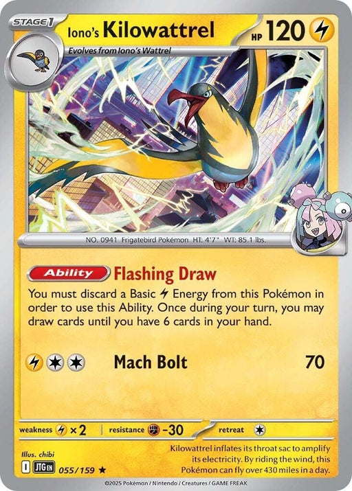 Image for Iono's Kilowattrel (055/159) (Reverse Holofoil) [SV09: Journey Together] - Pokemon