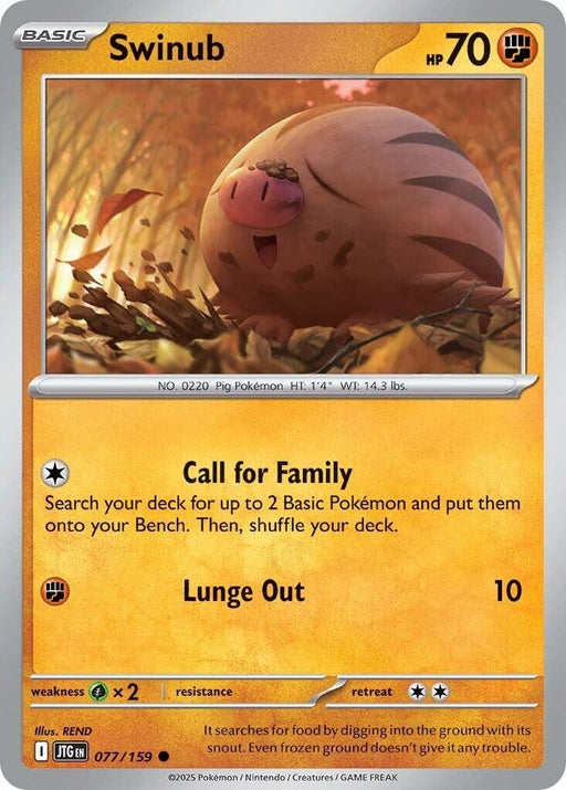 Image for Swinub (077/159) (Reverse Holofoil) [SV09: Journey Together] - Pokemon