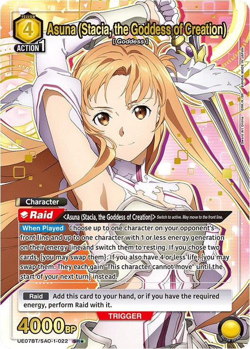 Asuna (Stacia, the Goddess of Creation) (022) (SR*) (UE07BT/SAO-1-022) (Foil) [UE07BT: Sword Art Online]