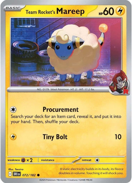 Image for Team Rocket's Mareep (072/182) [SV10: Destined Rivals] - Pokemon