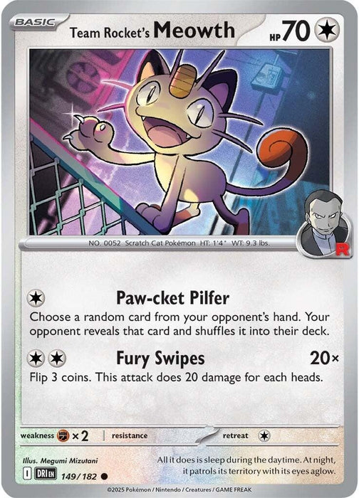 Image for Team Rocket's Meowth (149/182) (Reverse Holofoil) [SV10: Destined Rivals] - Pokemon