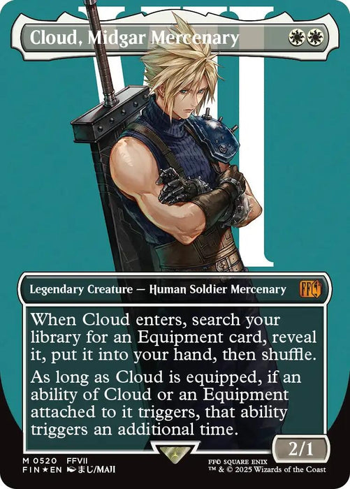 Cloud, Midgar Mercenary (Borderless) (Surge Foil) (520) (Foil) [FINAL FANTASY]