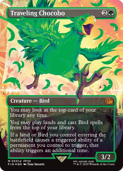 Image for Traveling Chocobo (Borderless) (Neon Ink Green) (551d) (Foil) [FINAL FANTASY] - Magic: The Gathering