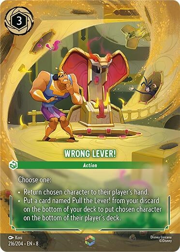 Image for Wrong Lever! (Enchanted) (216/204) (Holofoil) [Reign of Jafar] - Disney Lorcana