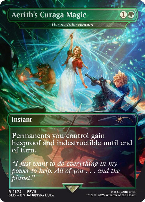 Image for Aerith's Curaga Magic - Heroic Intervention (Rainbow Foil) (1872) (Foil) [Secret Lair Drop Series] - Magic: The Gathering