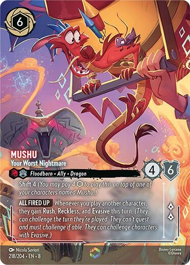 Image for Mushu - Your Worst Nightmare (Enchanted) (218/204) (Holofoil) [Reign of Jafar] - Disney Lorcana