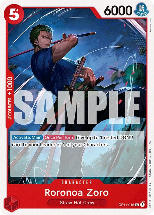 Image for Roronoa Zoro (OP11-016) [A Fist of Divine Speed] - One Piece Card Game